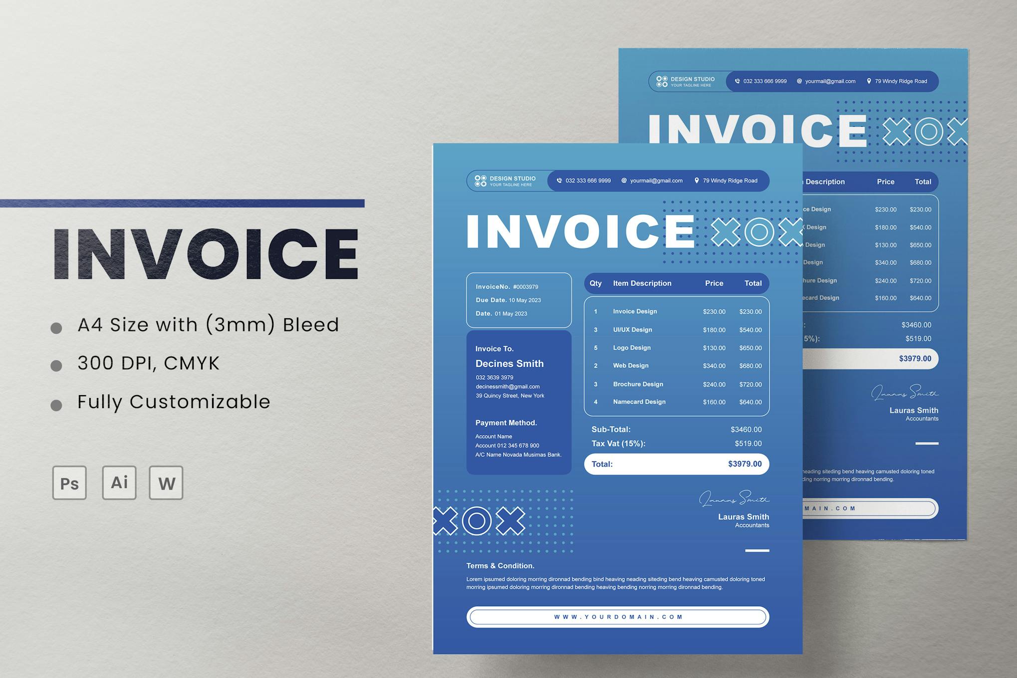 Modern Word Invoice Template
