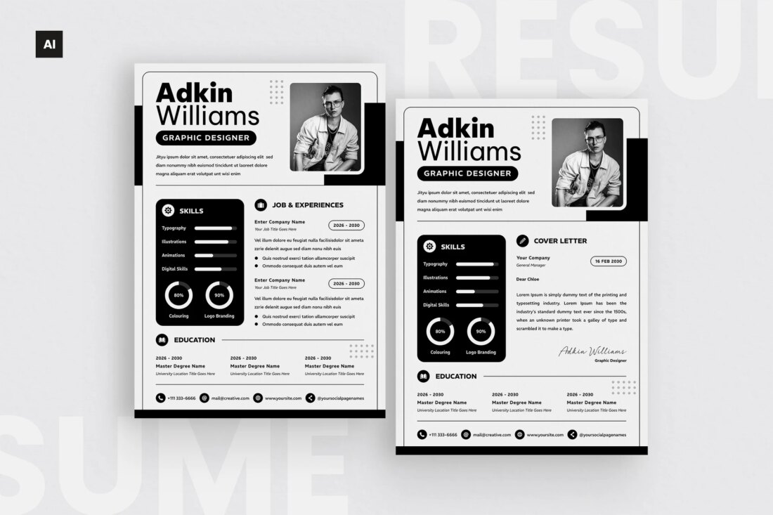 35 Best Minimal Resume Templates - Mono Minimal Resume Template 458 1 1100x733
