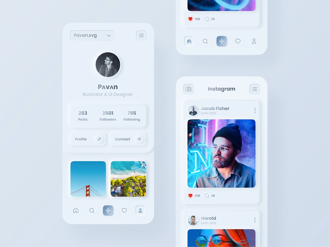 neu-instagram Design Trend: Neumorphism design tips Trends|design|trends 