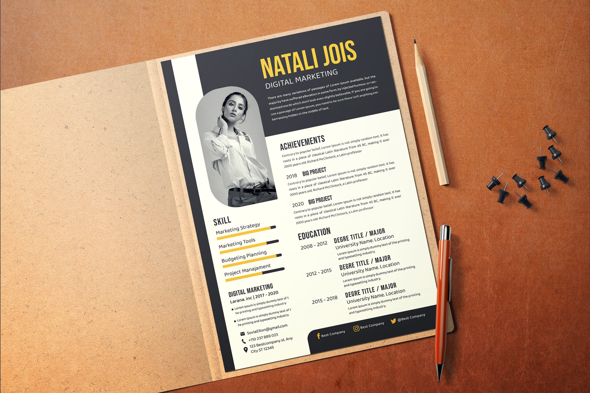 One-Page Resume Template for Marketers
