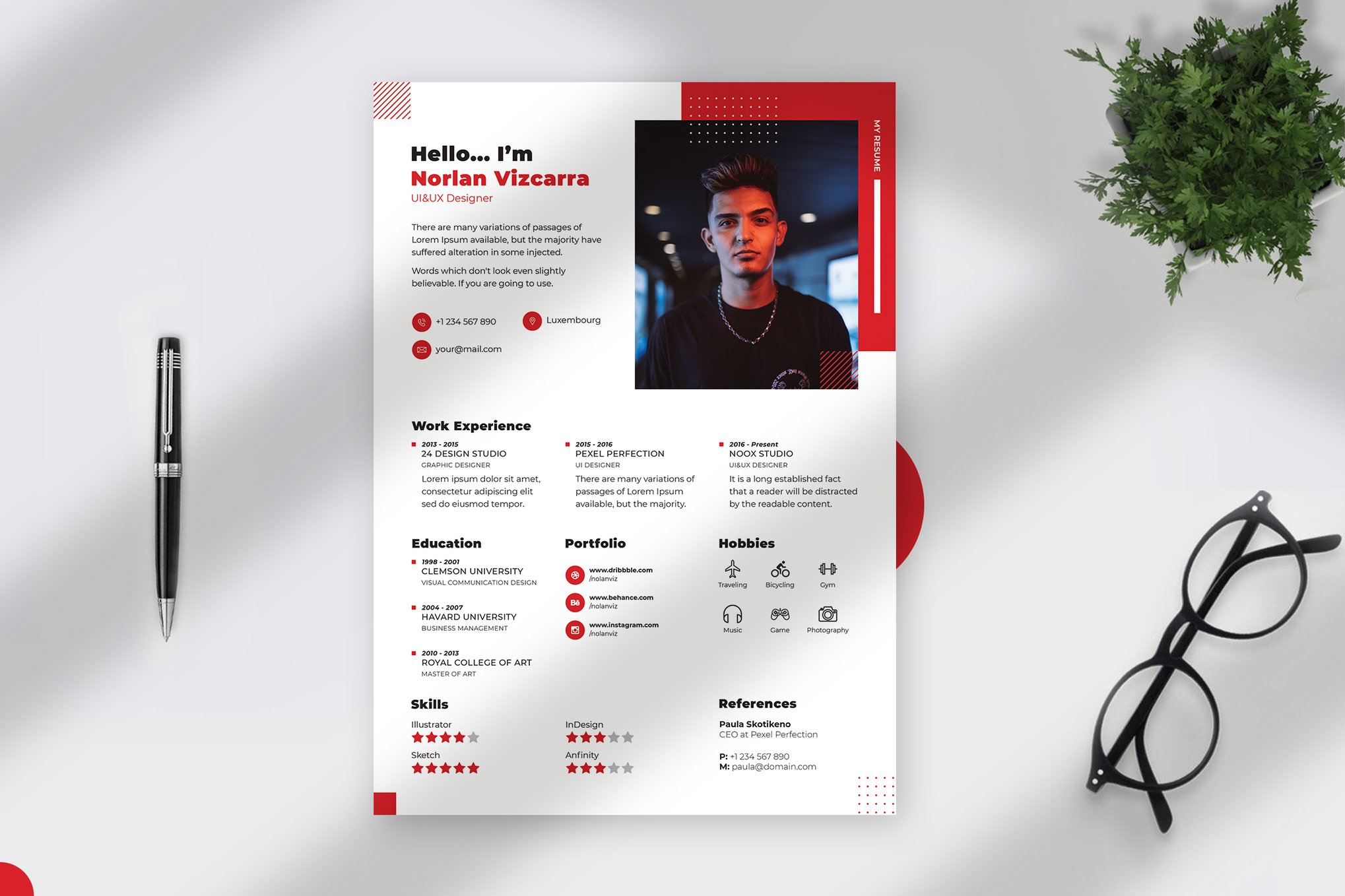 One-Page Resume Template for UX Designers