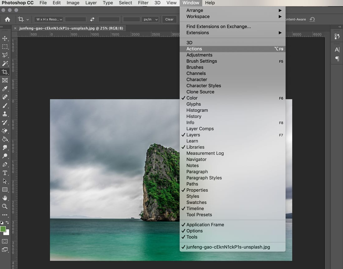 how to export photoshop action