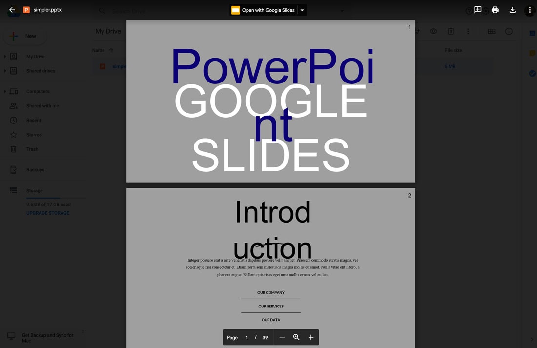 powerpoint to google slides