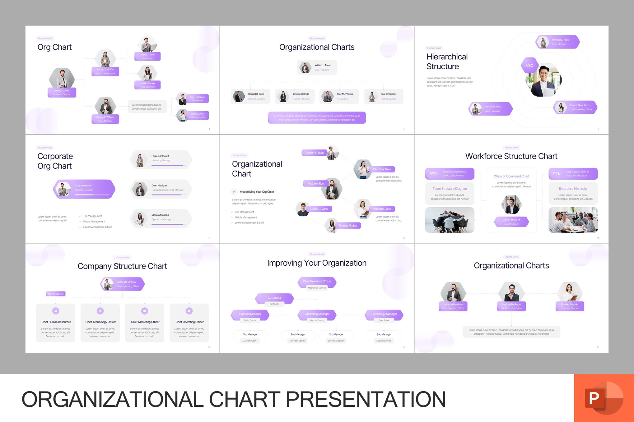 Organizational Chart Clean PowerPoint Template