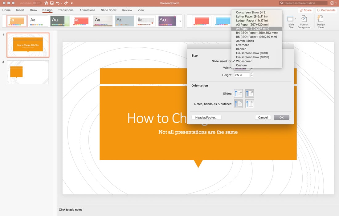 resize powerpoint presentation for email