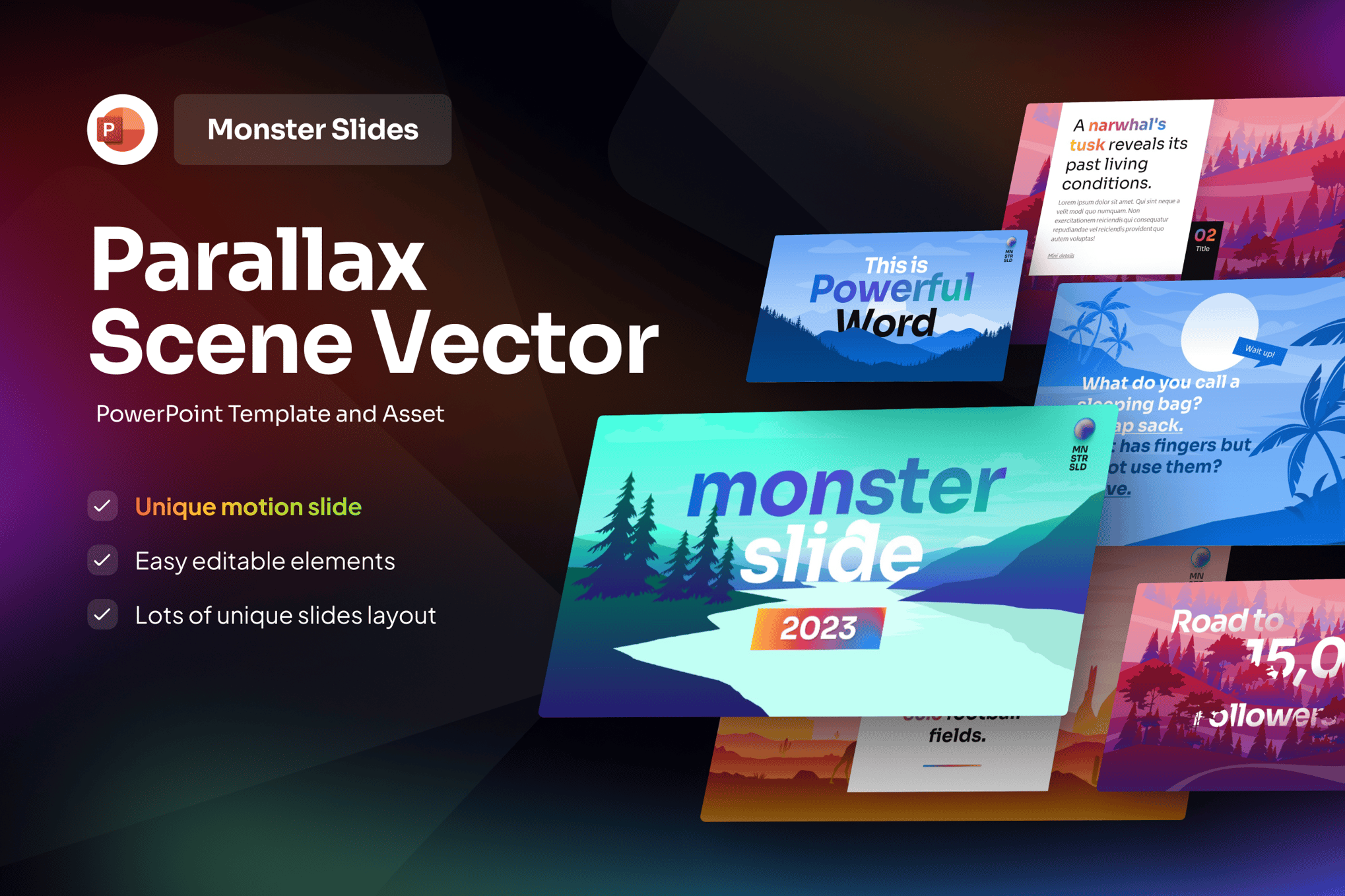 Parallax Scene Vector PowerPoint Template
