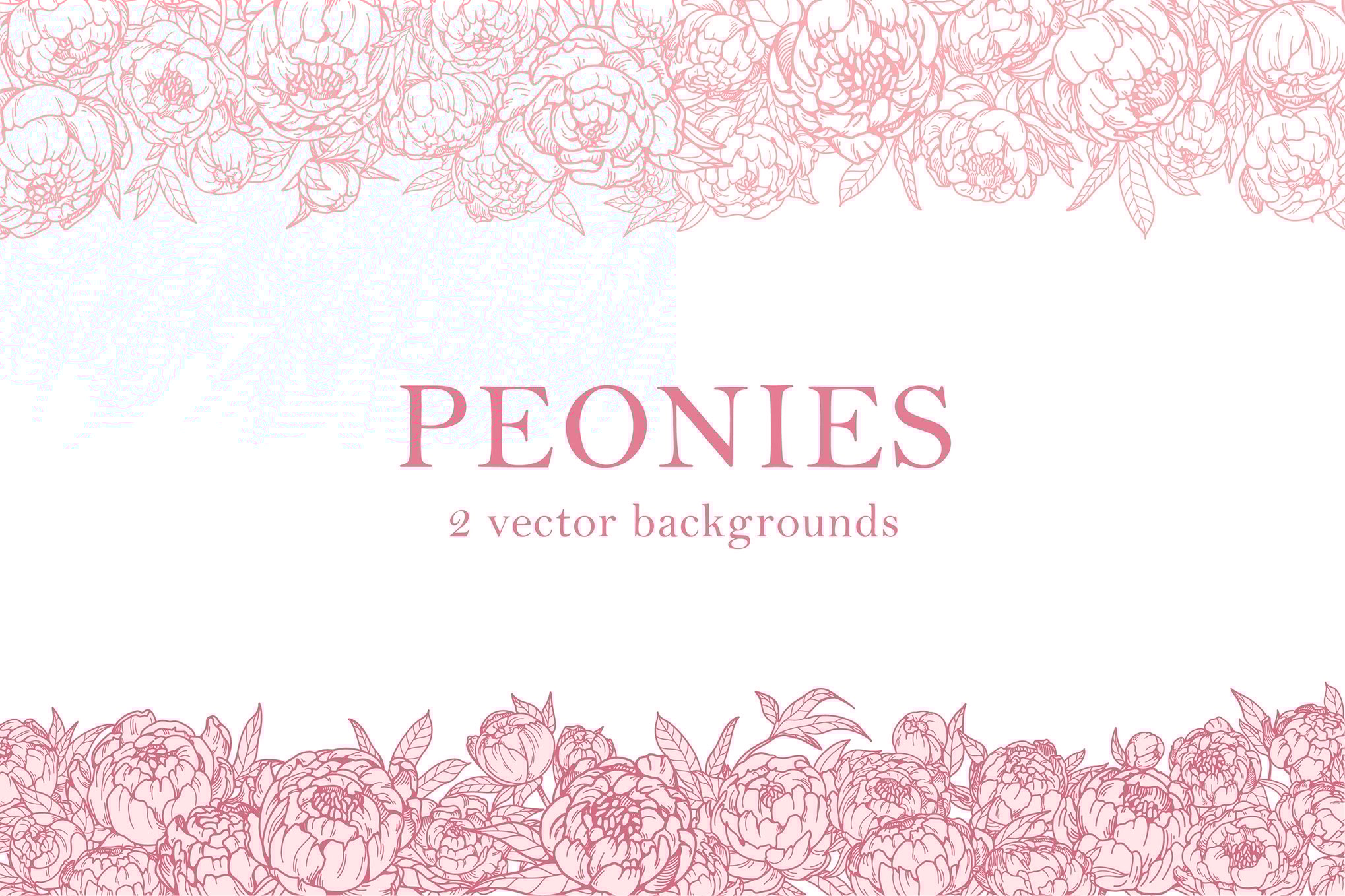 Peony Flowers Vintage Floral Border