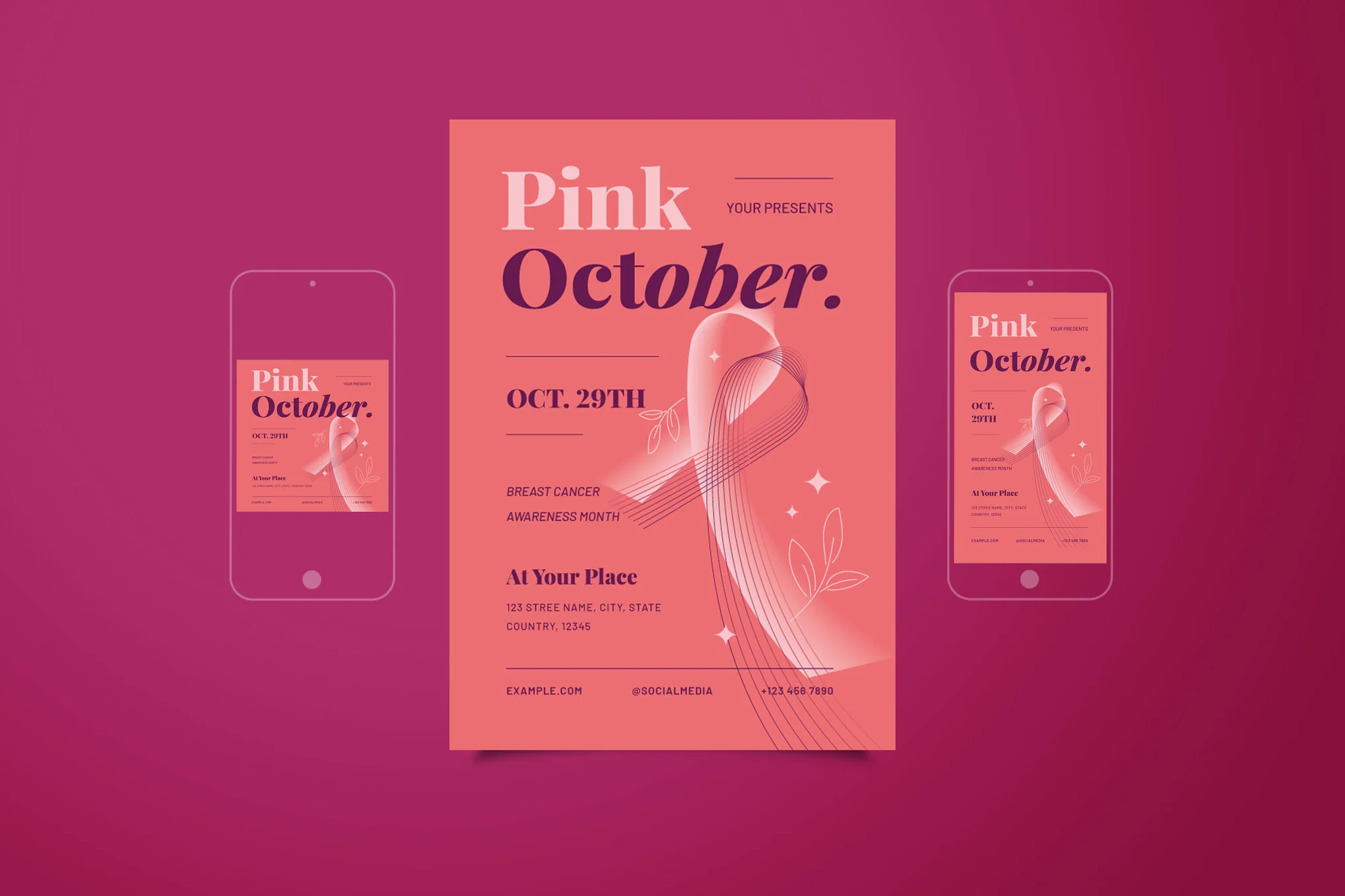 Pink October Breast Cancer Awareness Flyer