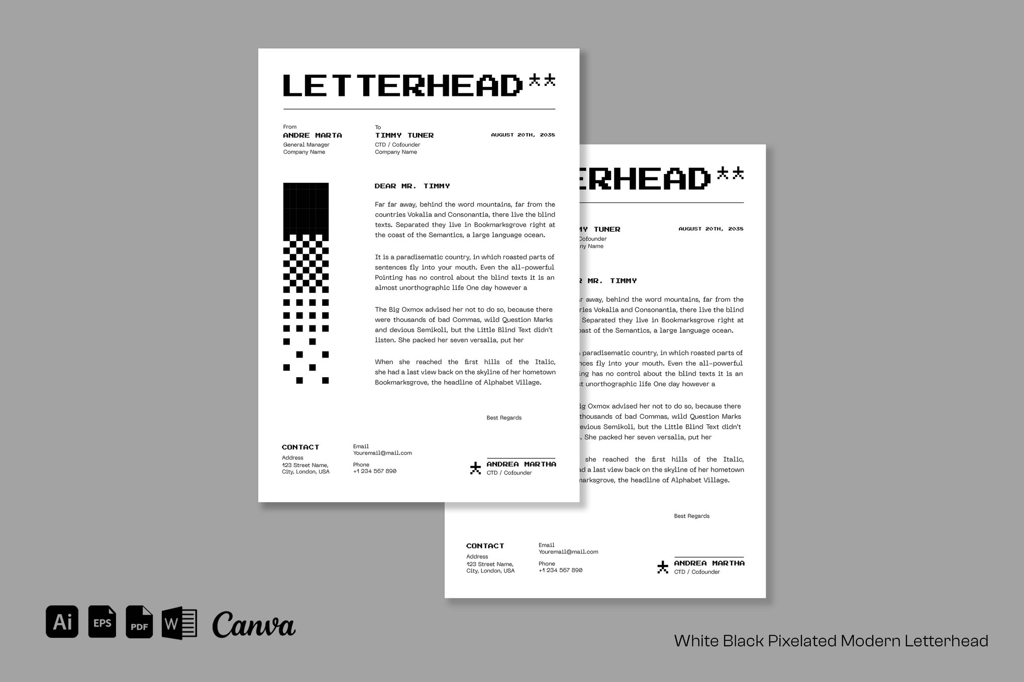 Pixelated Word Letterhead Template
