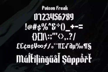 Second alternate image for Poison Freak Gothic Style Old English Font