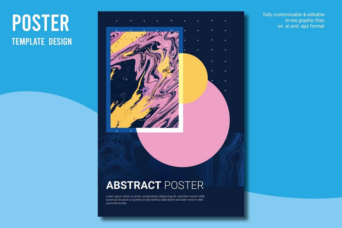 poster color scheme - Light Pink, Yellow, and Dark Blue