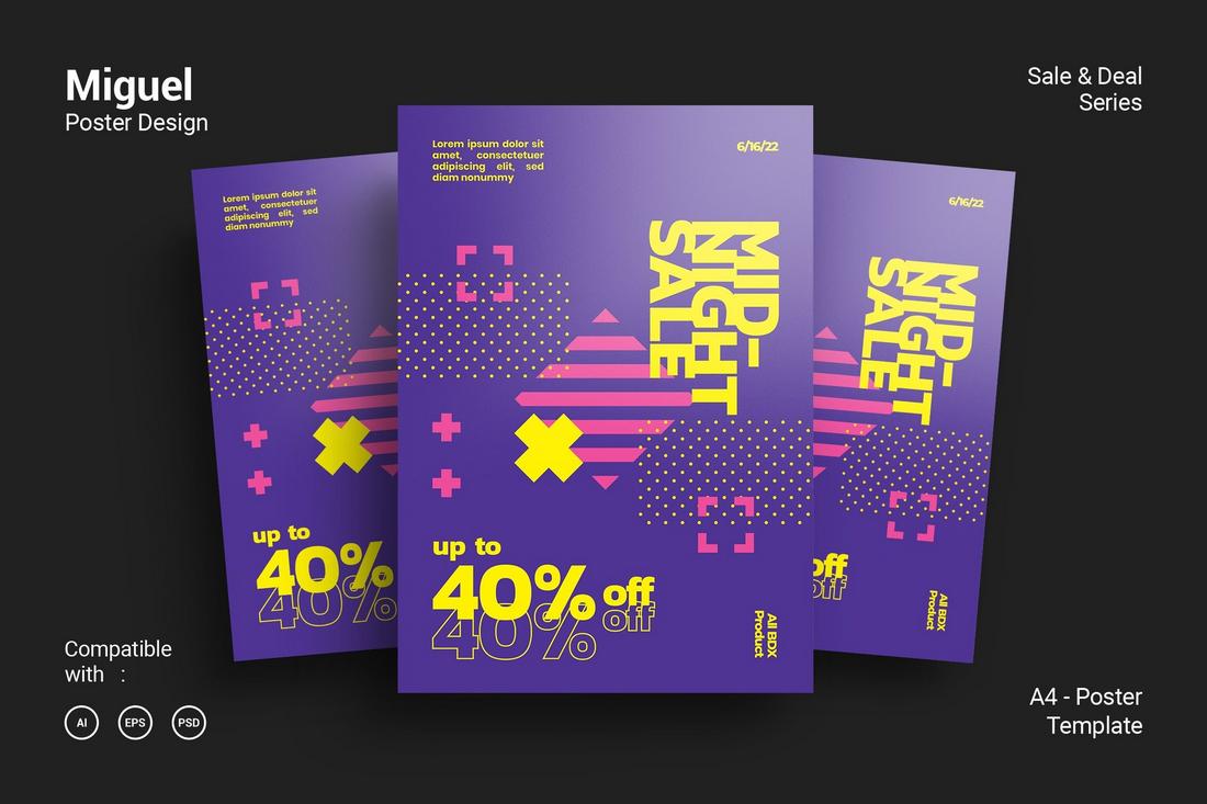 poster color scheme - Purple, Pink, and Yellow