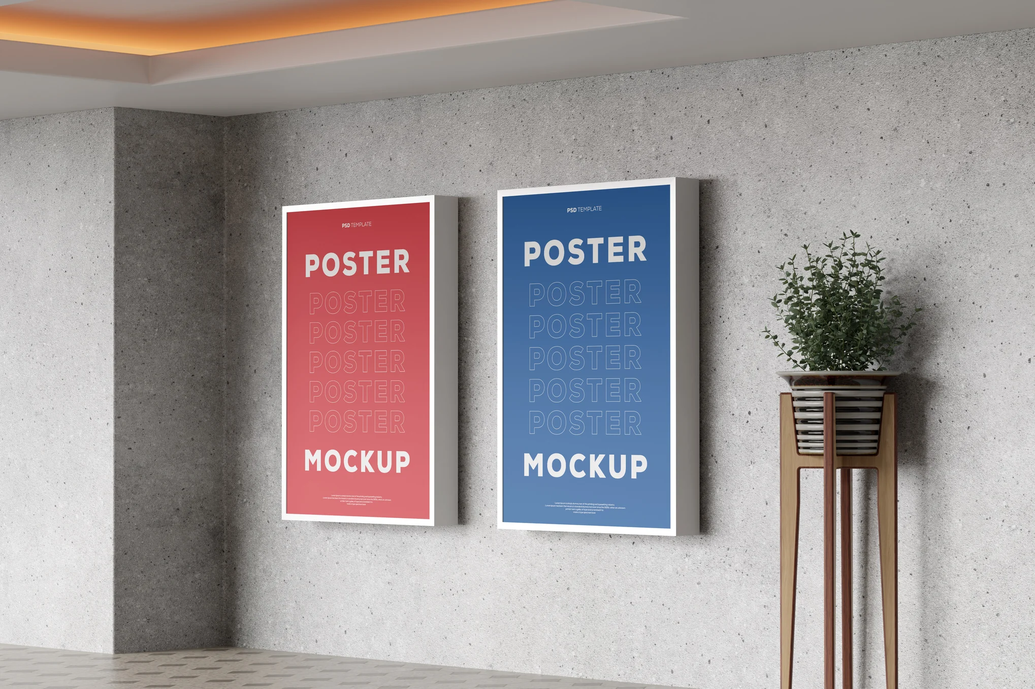 Poster On Wall Box Mockup