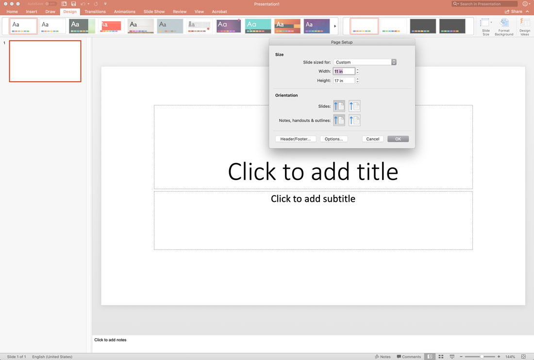 standard poster in page setup powerpoint