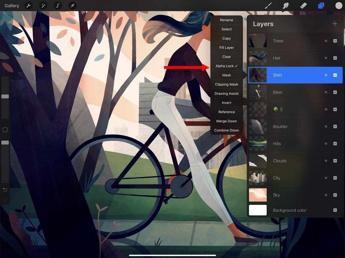 procreate app, layer options