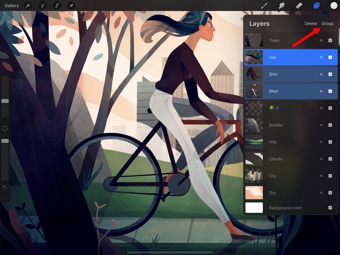 procreate group layers