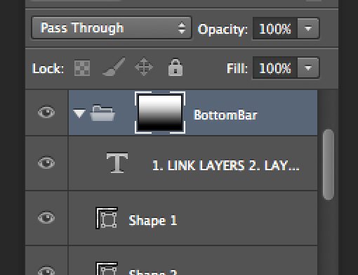 in Photoshop the Layers panel where is the settings icon