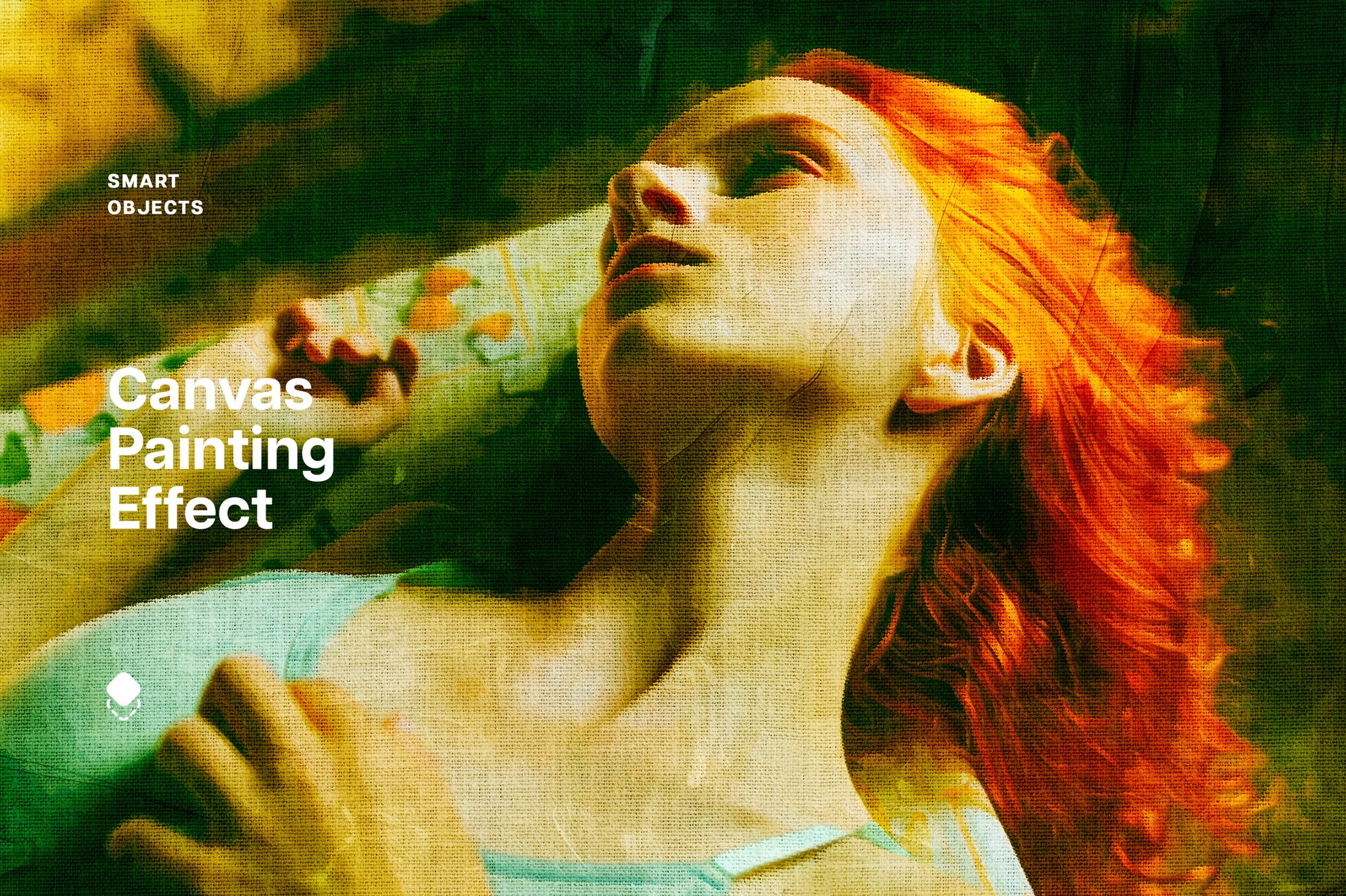 Real Canvas Painting Photo Effect PSD