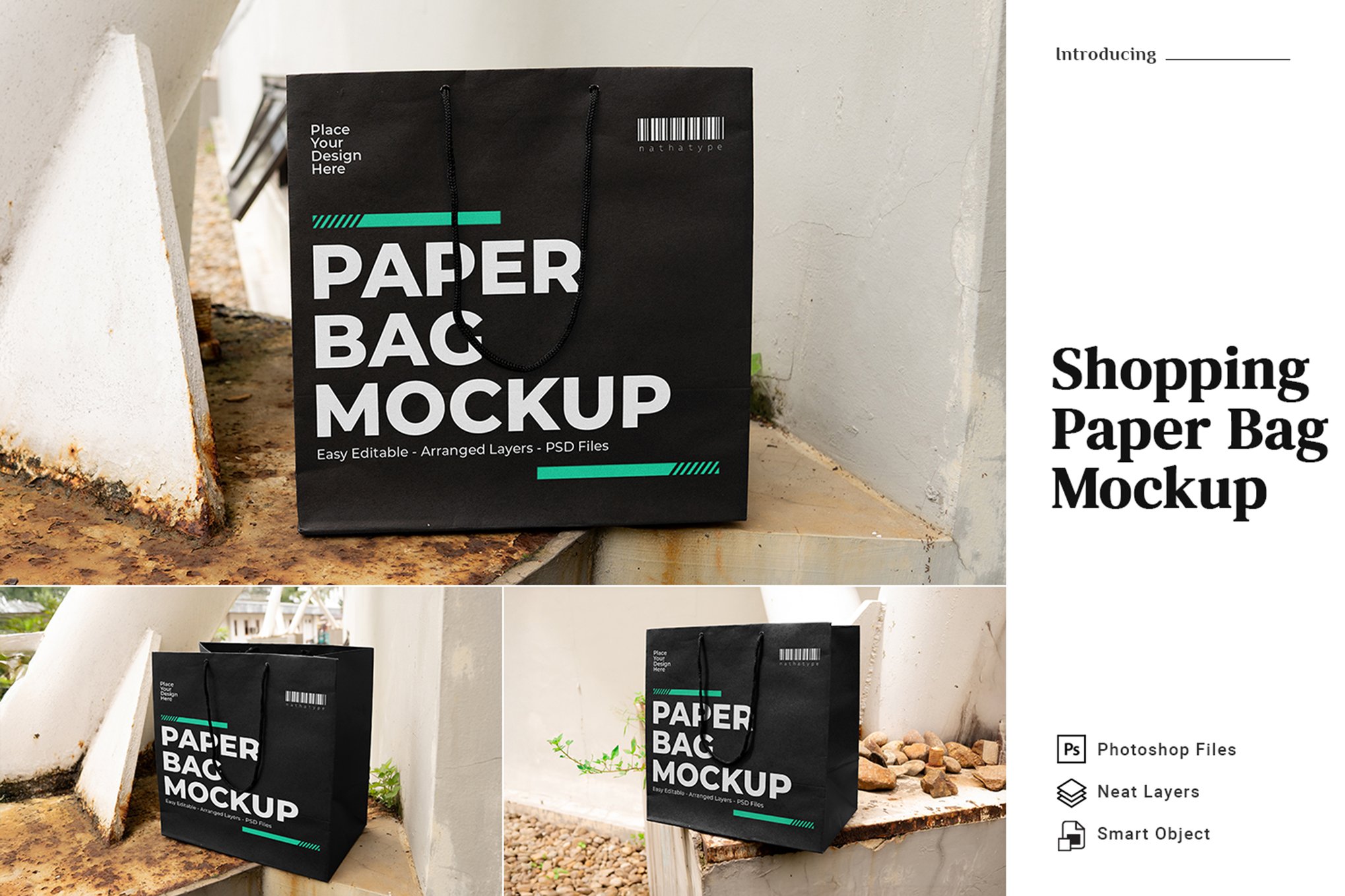 Realistic Shopping Paper Bag Mockup