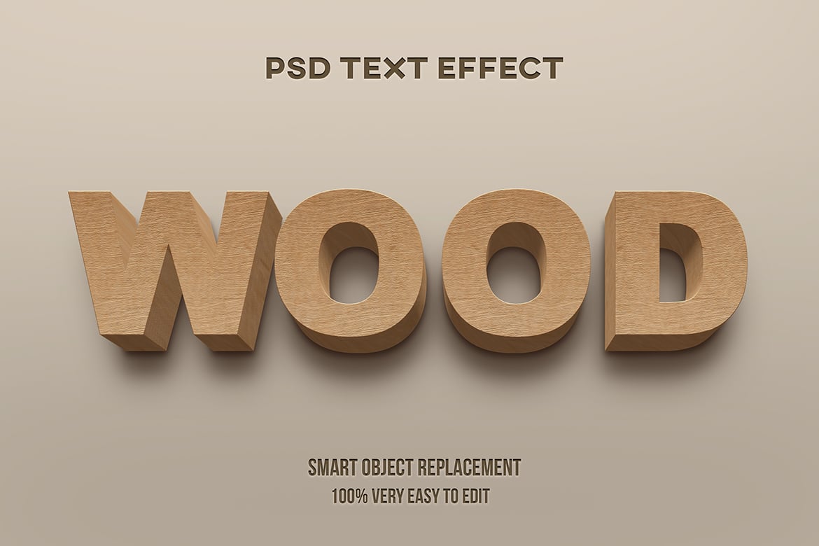 Realistic Wood-themed 3D Text Effect