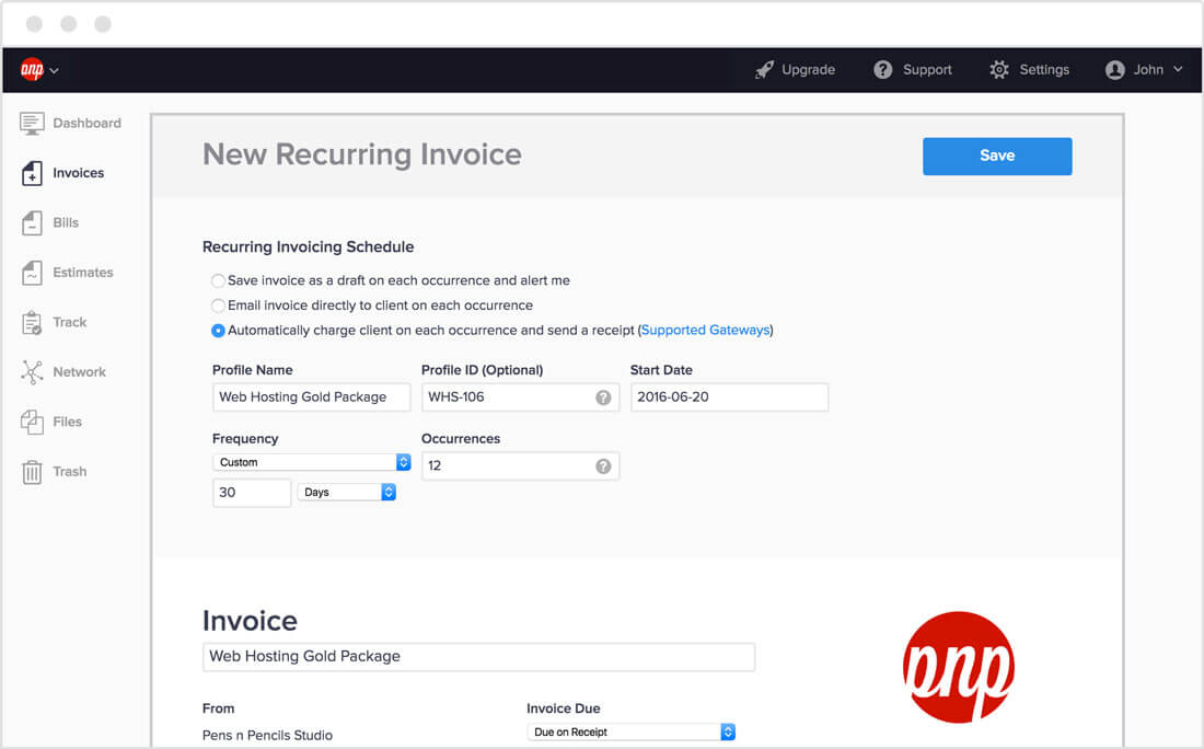 hiveage invoicing