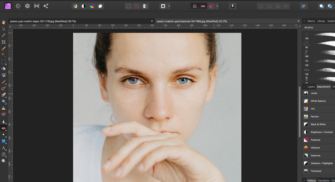 red eye removal from Polarr photo editor