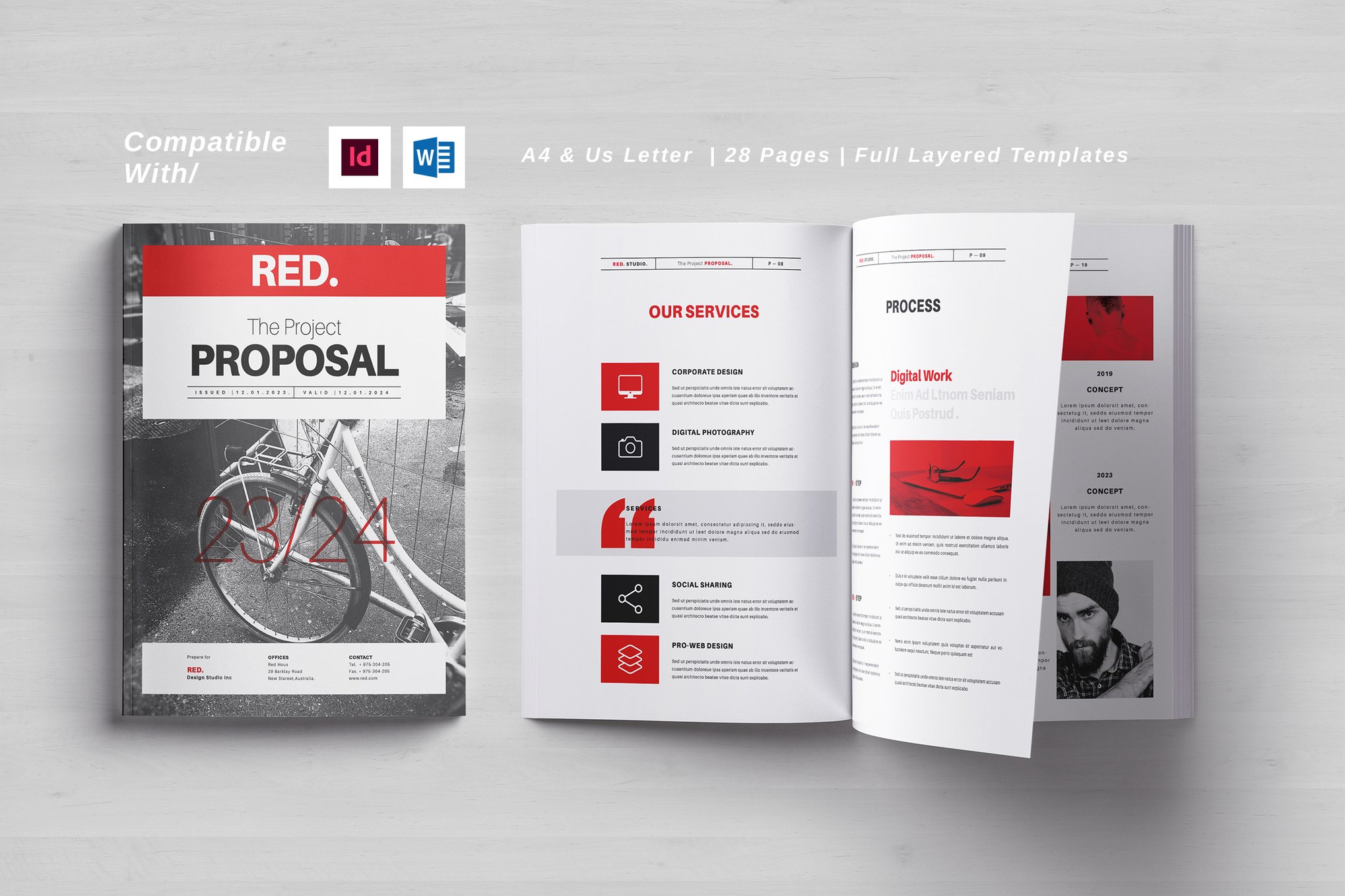 Red Project Proposal Template for Word