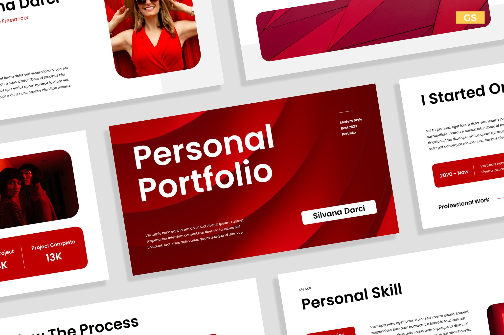 Red White Personal Portfolio for Google Slides