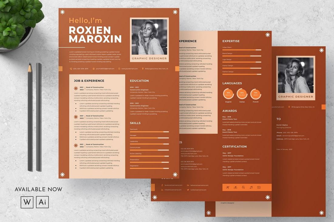 resume color schemes - Cumin and Apricot