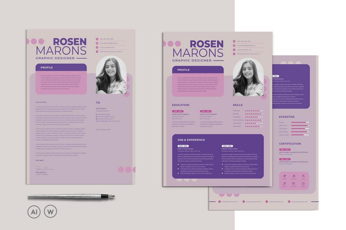 resume color schemes - Purple and Light Violet