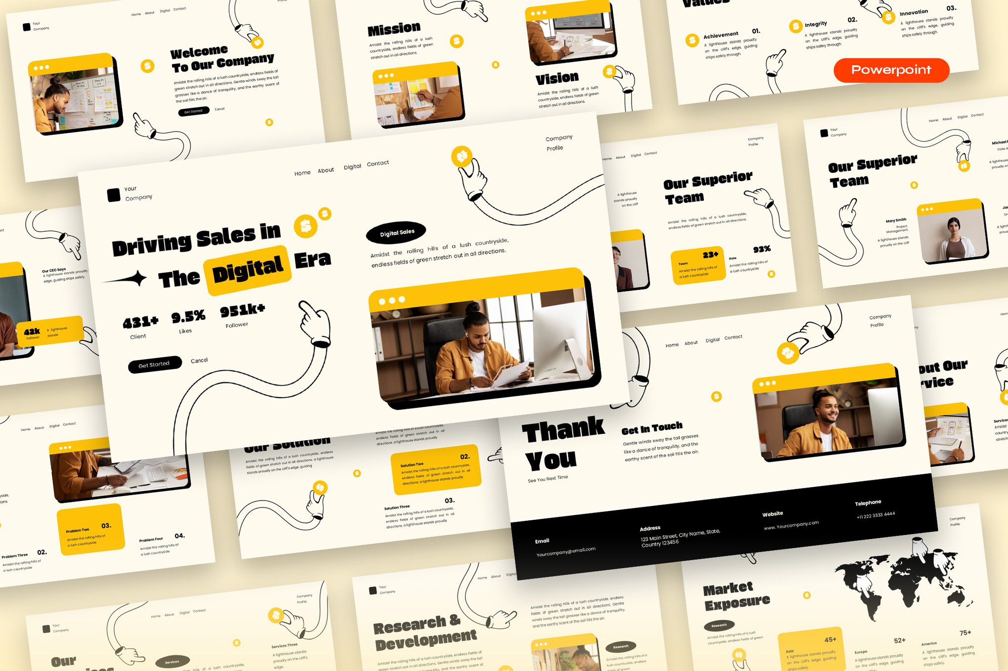 Retro Digital Agency PowerPoint Template
