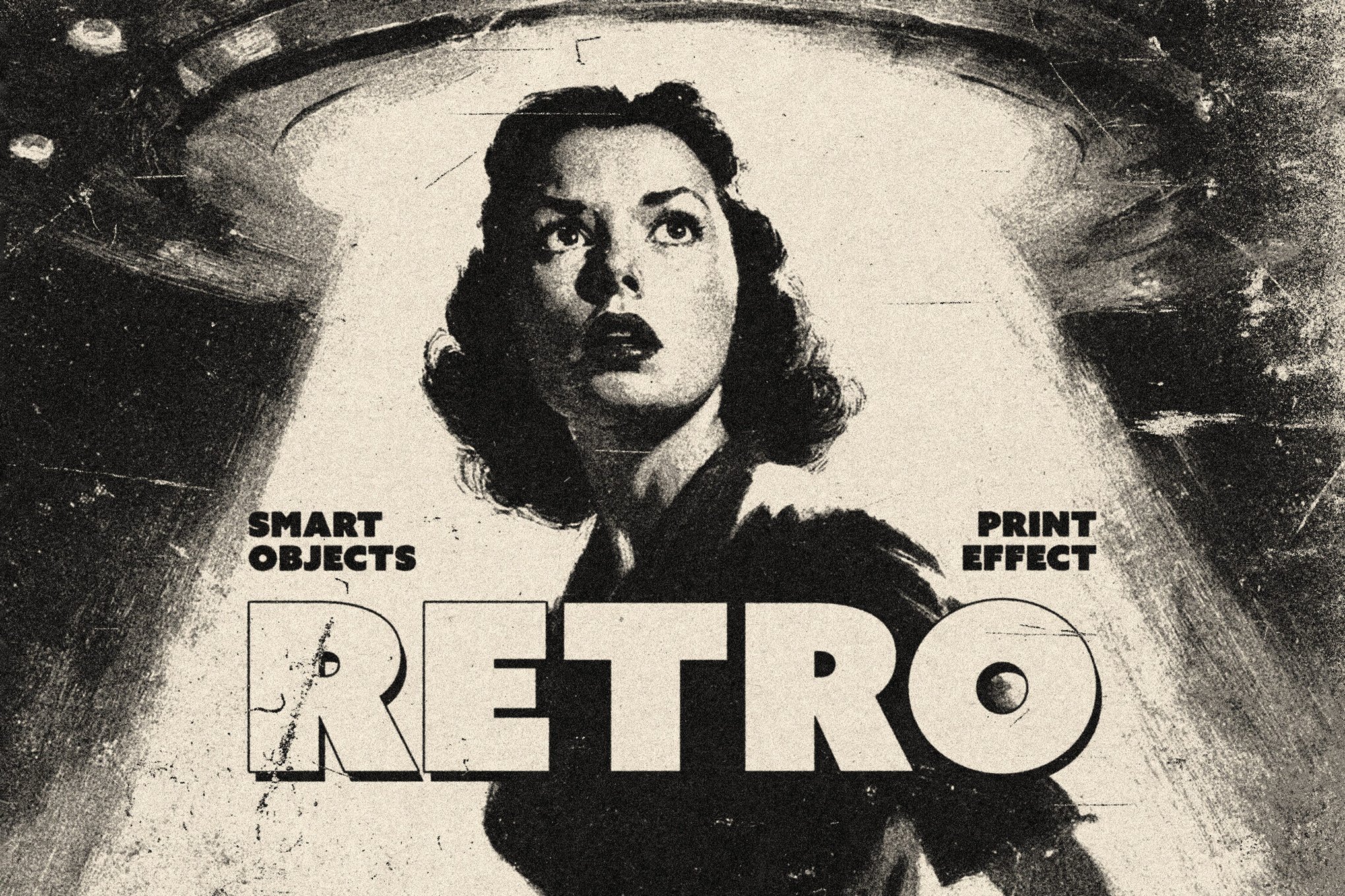 Retro Grunge Print Effect PSD Template