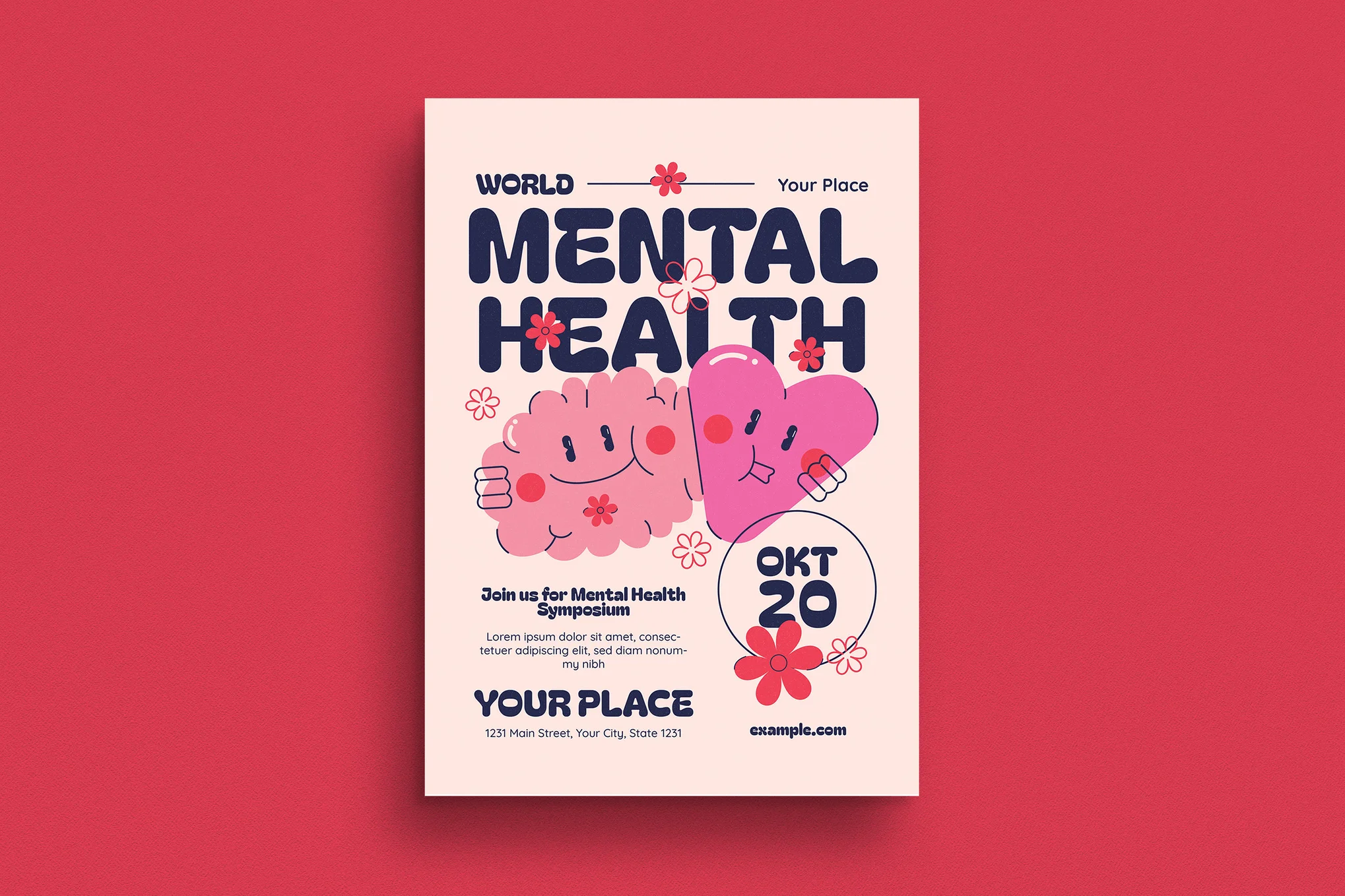 Retro World Mental Health Flyer Template