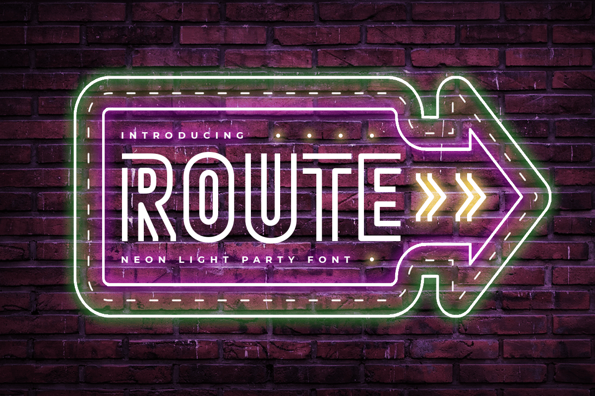 ROUTE - Neon Light Sign Font