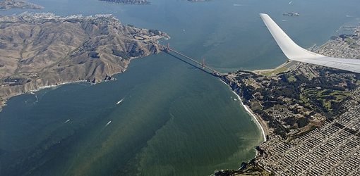 Above San Francisco Bay area by plane