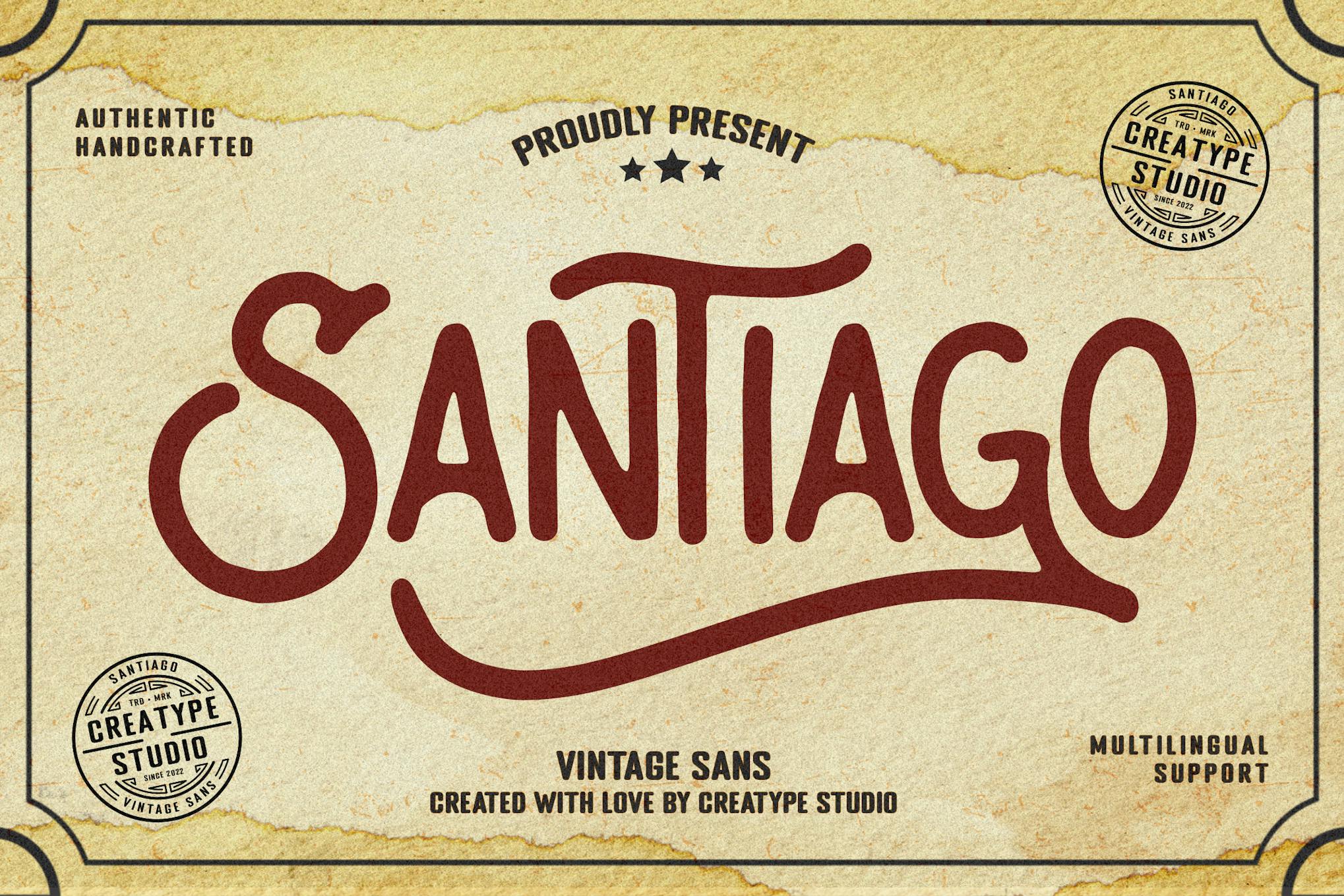 Santiago - Vintage Monoline Font