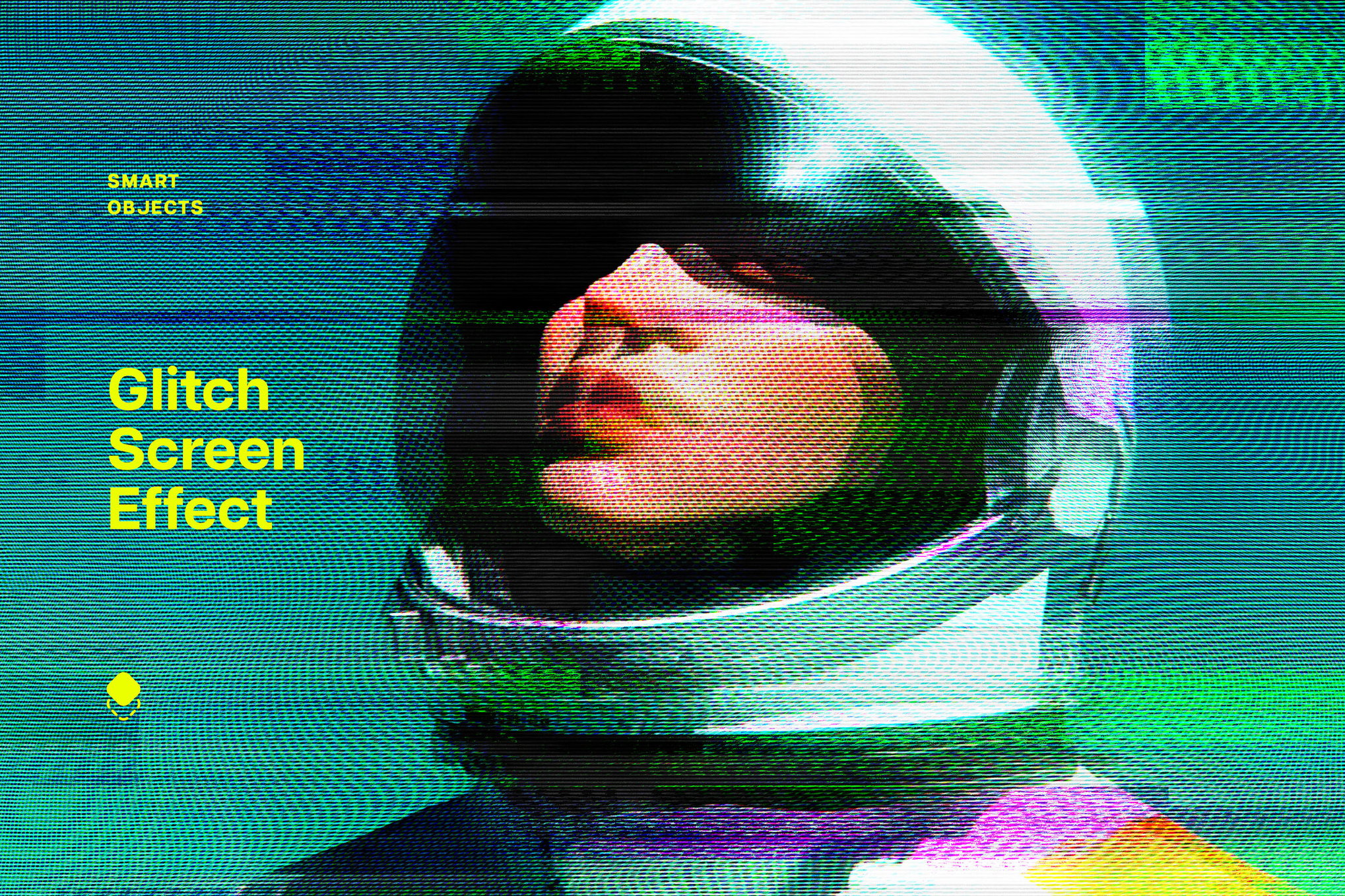Screen Glitch Photo Effect PSD