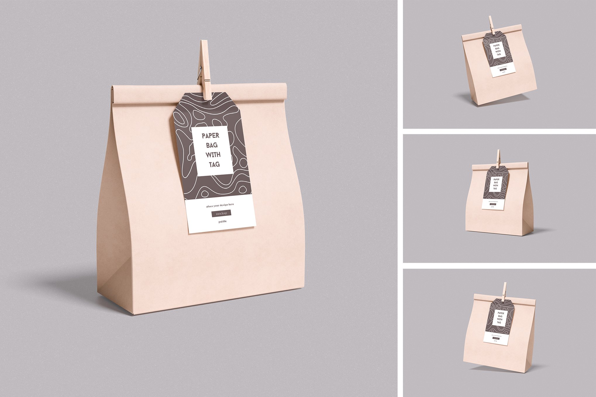 Sealed Paper Bag Mockup
