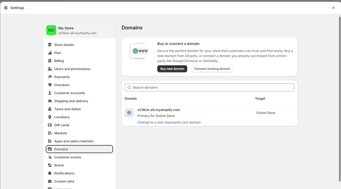 shopify how to setup store custom domain