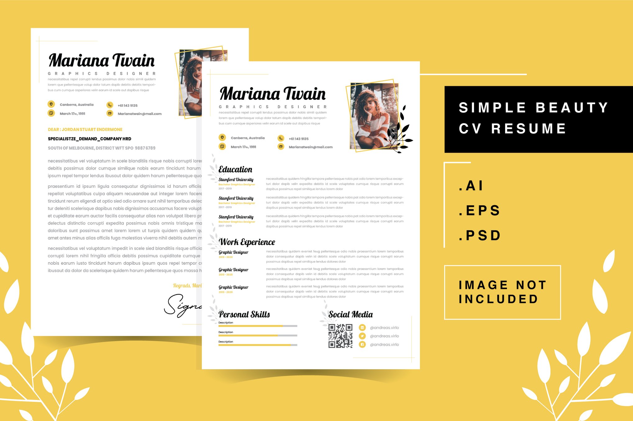 Simple One-Page Resume & Cover Letter Template