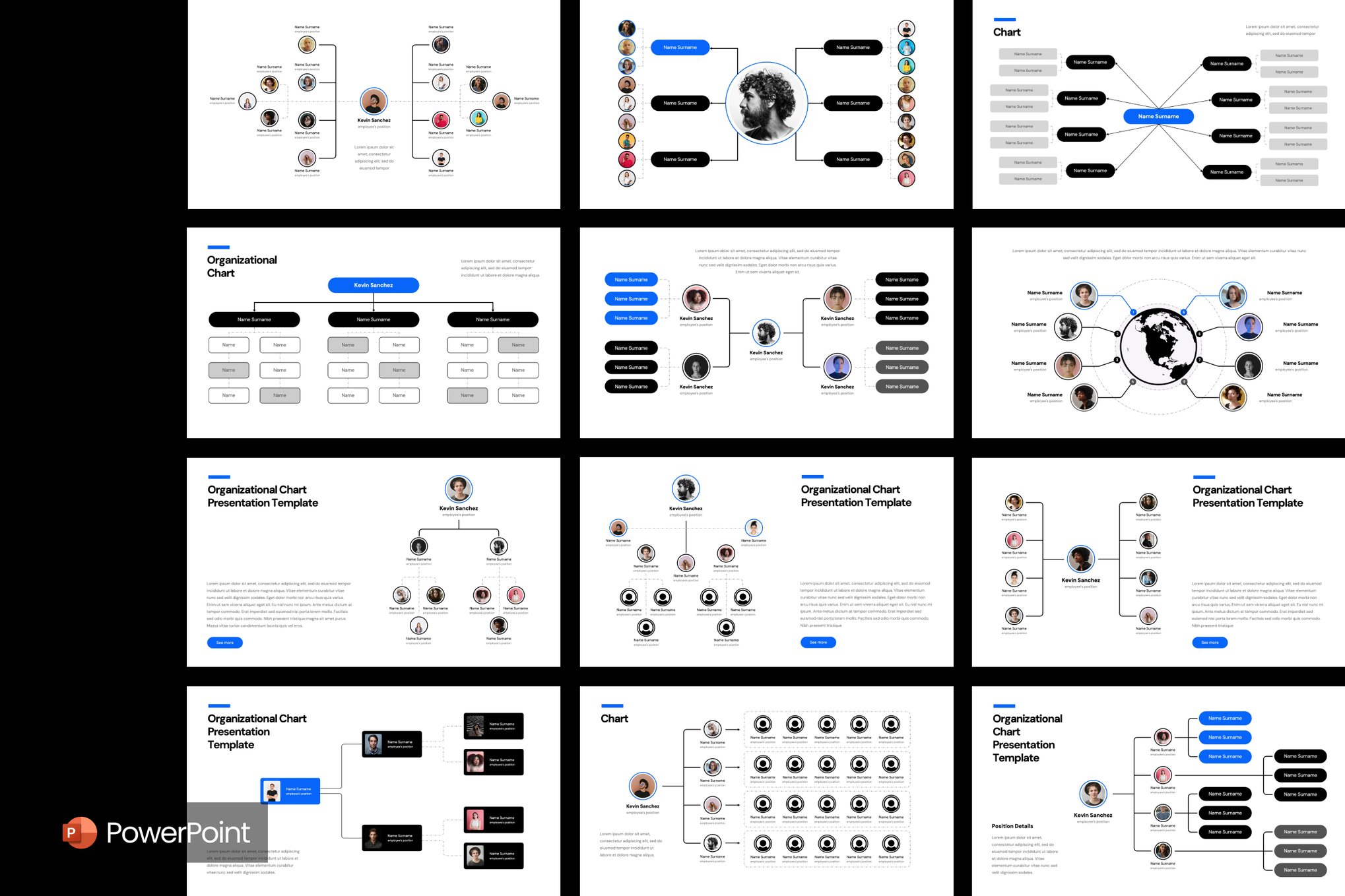 Simple Organizational Chart PowerPoint Template