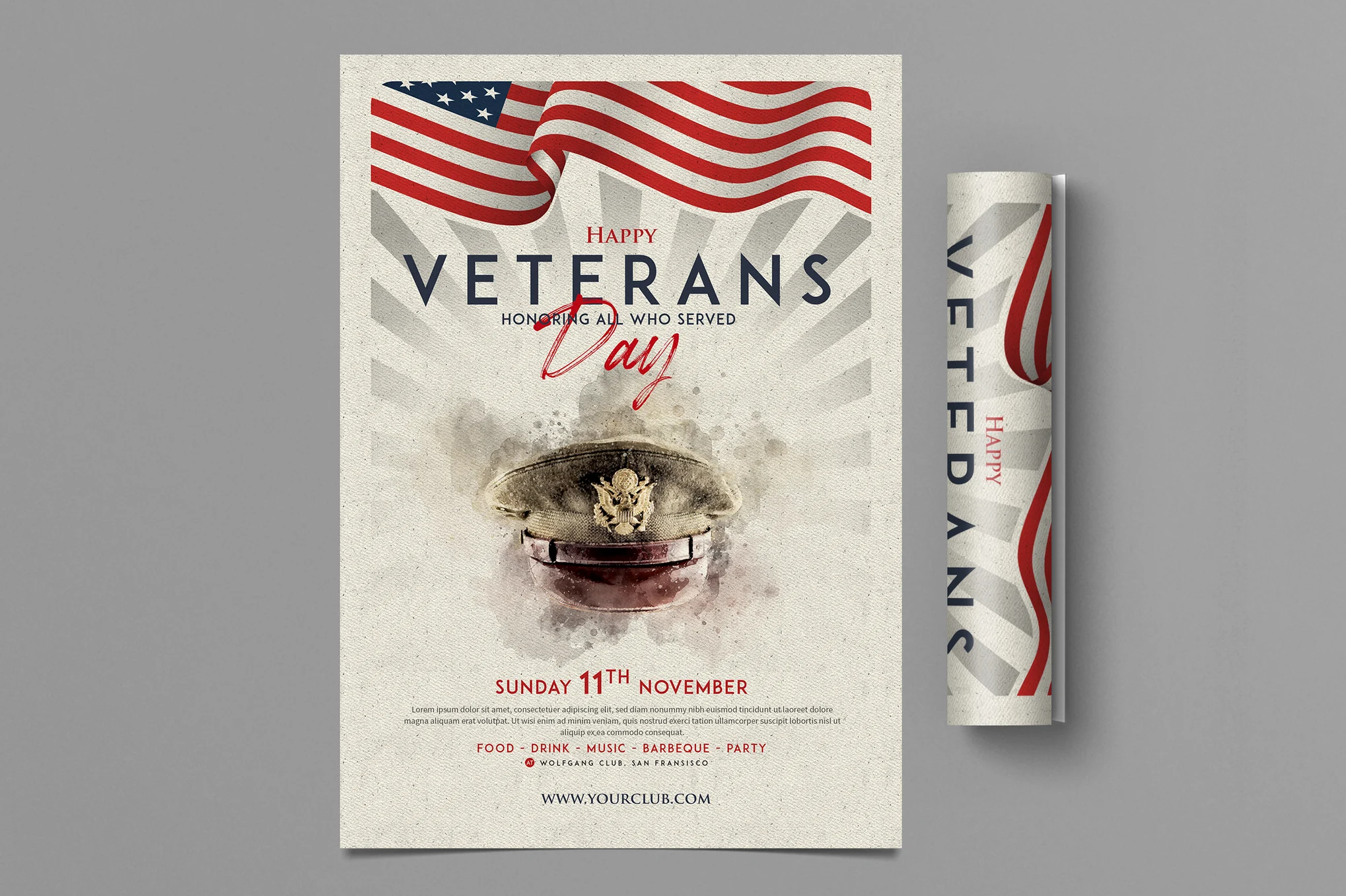 Simple Veterans Day Flyer Template