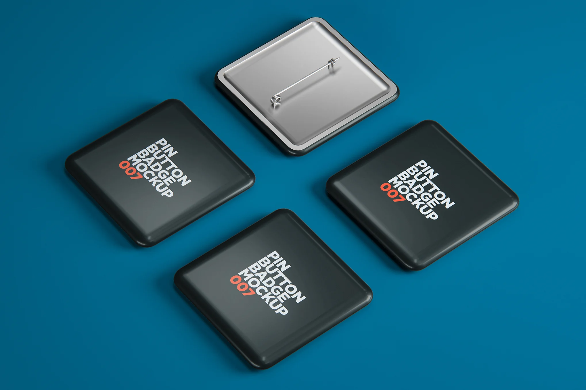 Square Pin Button Badge Mockup