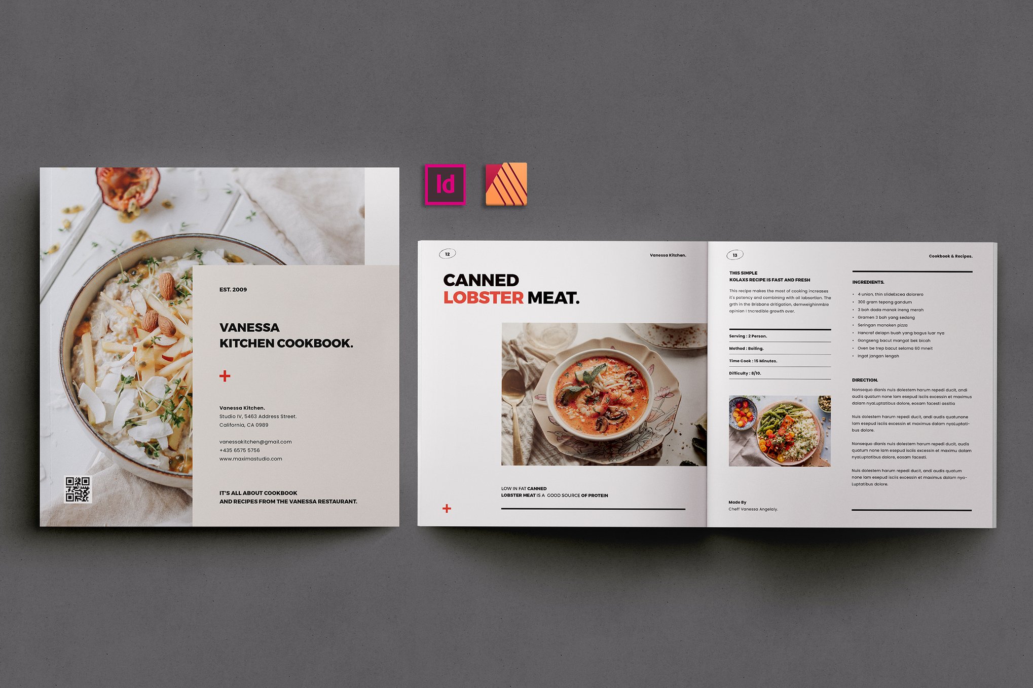 Square Recipe Book Affinity Publisher Template