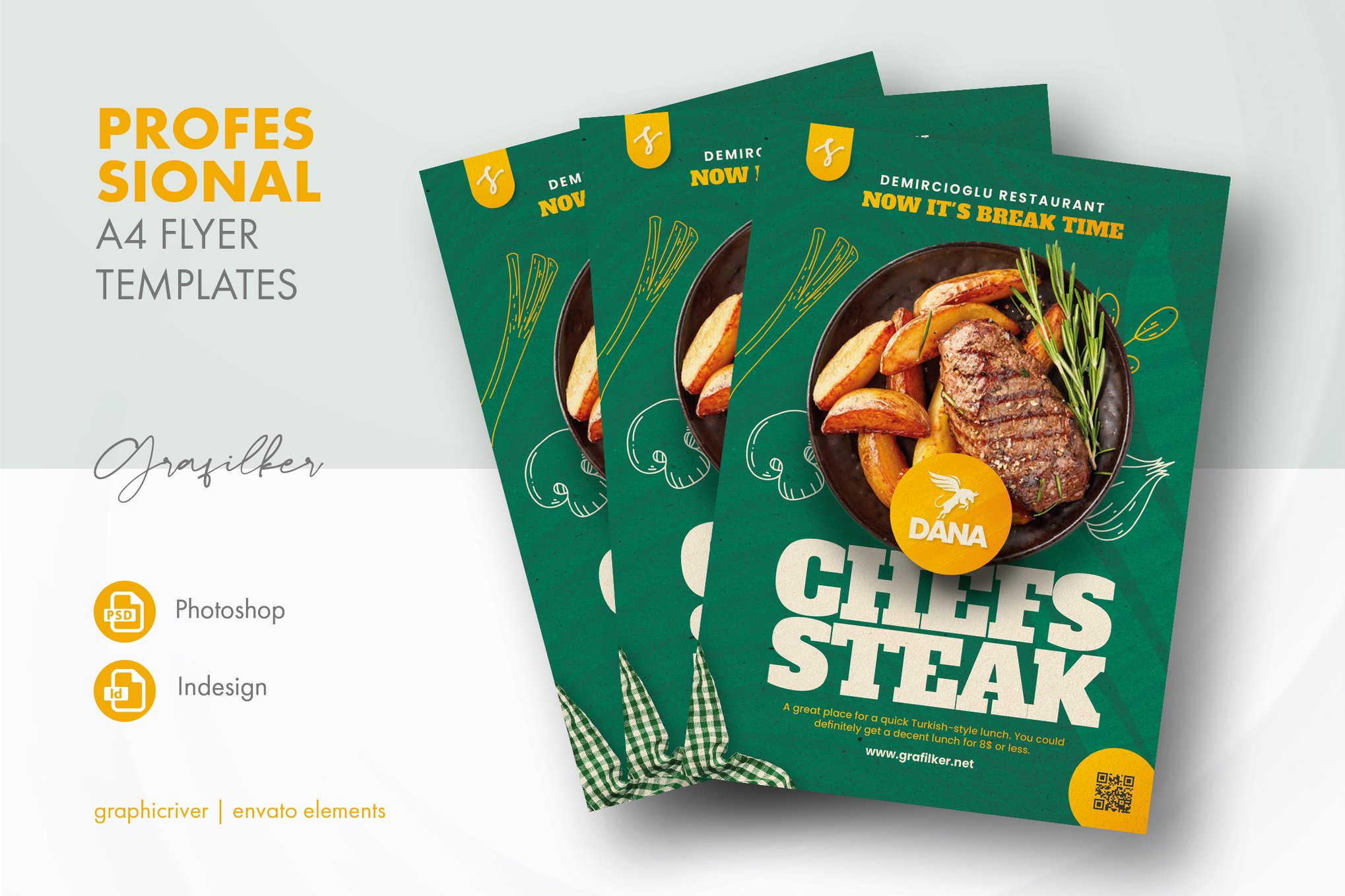 Steak Promo Restaurant Flyer Template