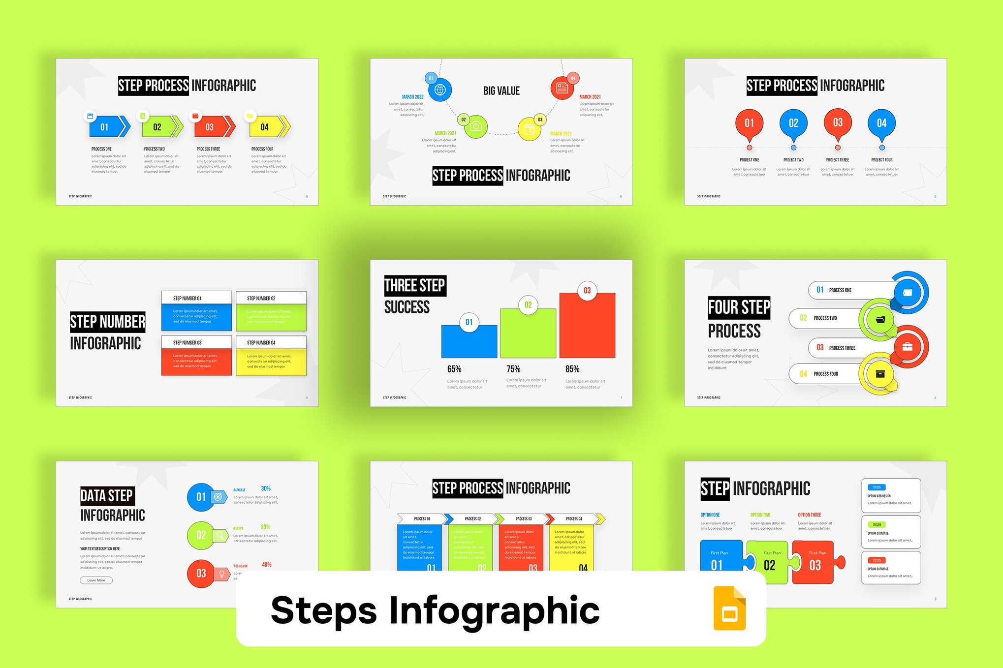 Steps Timeline Infographic Google Slides Template