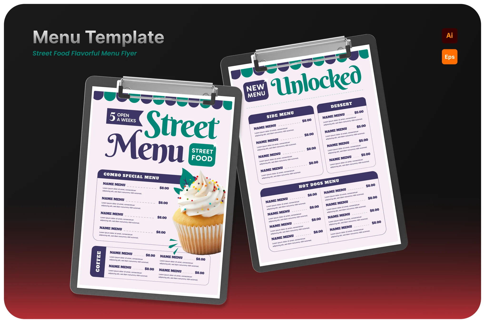 Street Food Menu Flyer Template