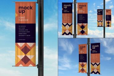 Street Pole Banner Mockup Set