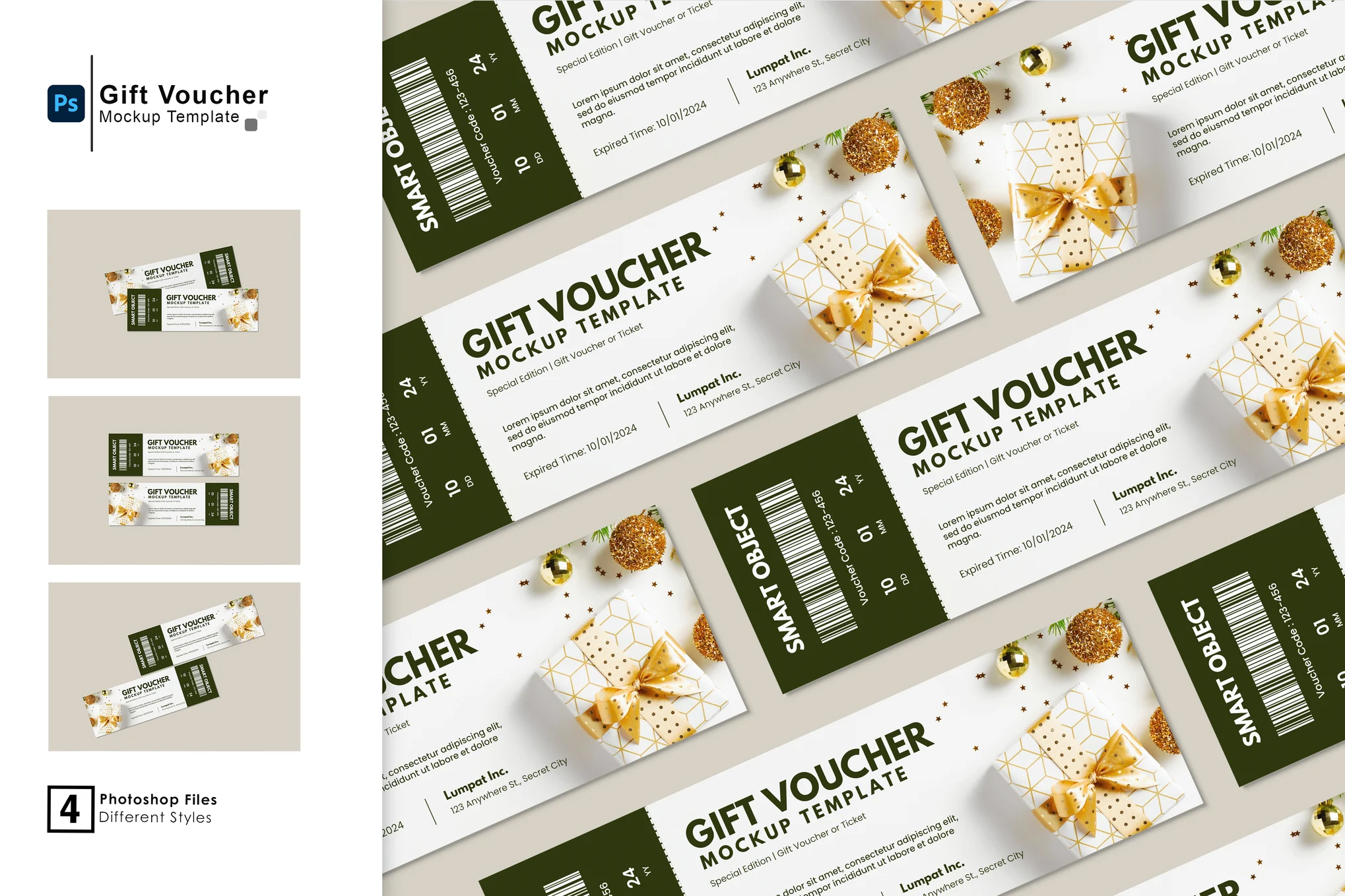 Stylish Gift Voucher Mockup Template