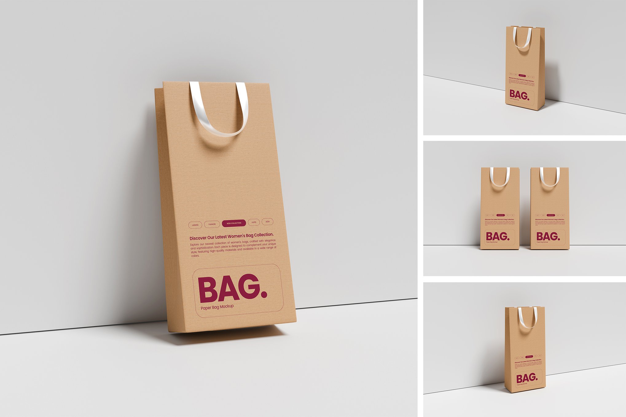 Stylish Small Paper Bag Mockup